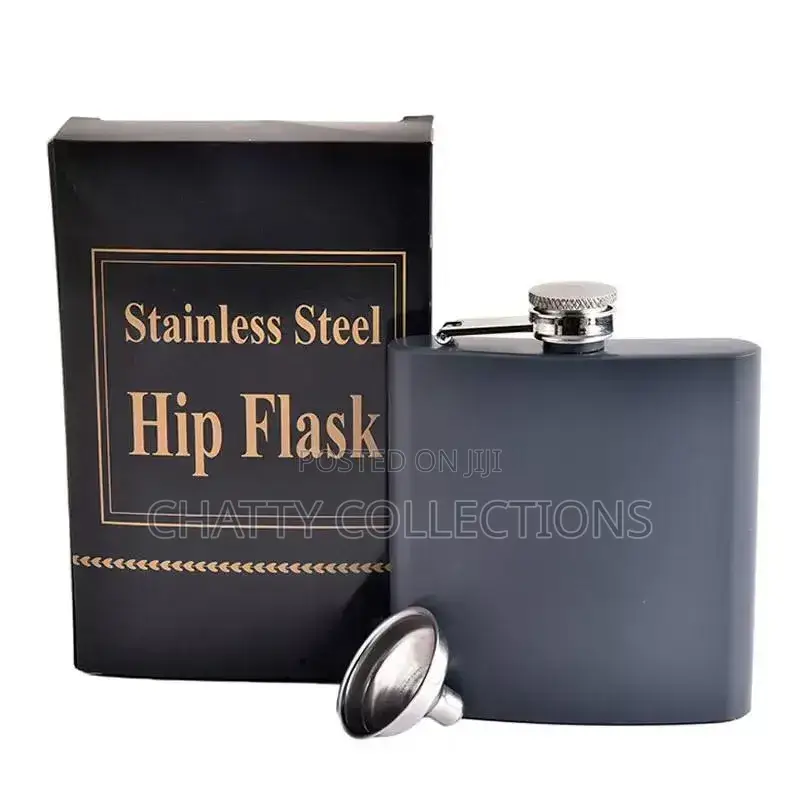 Black Portable Hip Flask Whisky Flask Set