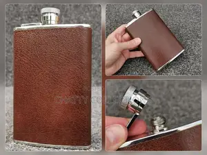 Brown Portable Hip Flask Whisky Flask Set