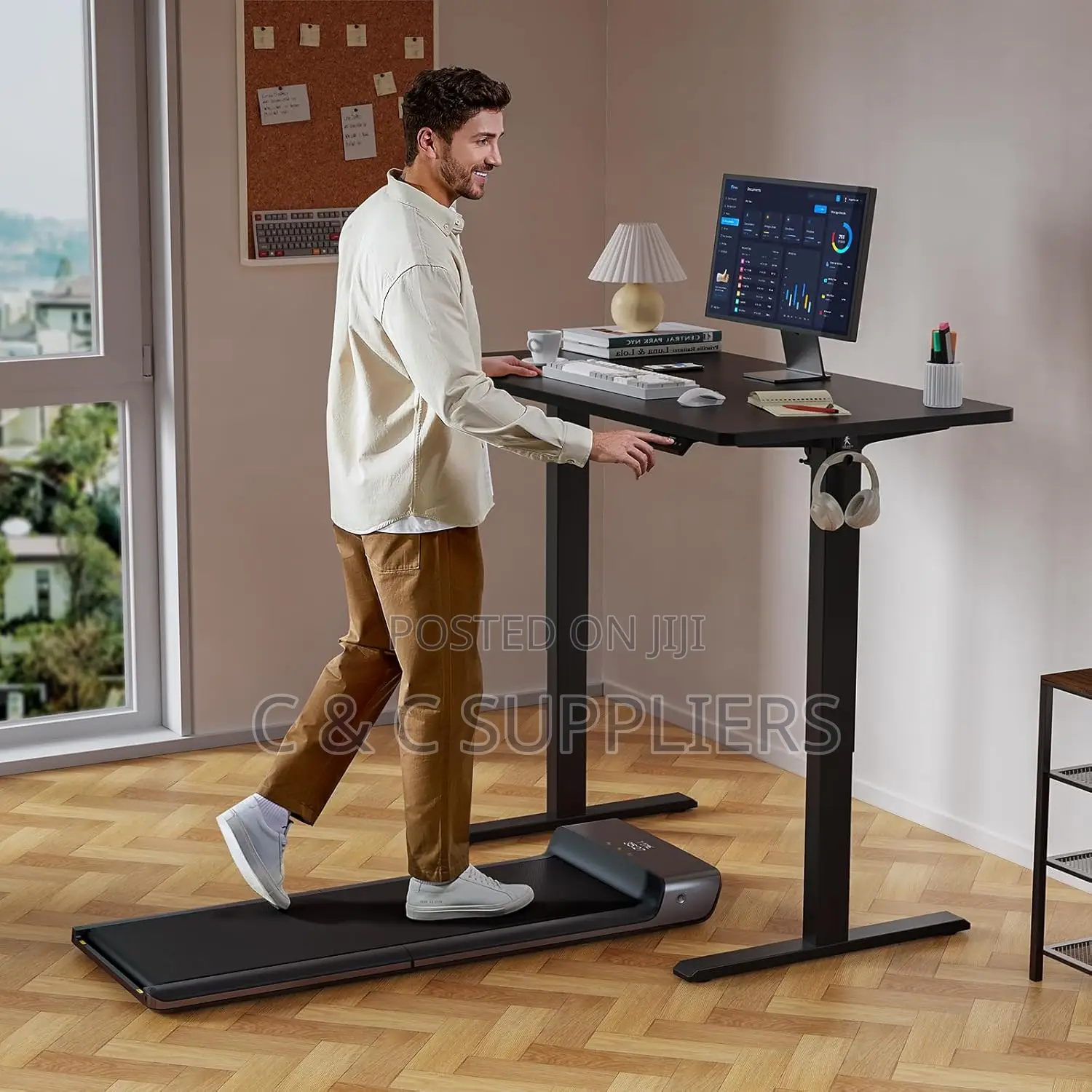 Black Height Adjustable Electric Desk