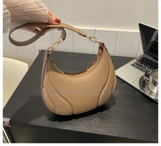 Beige Leather Ladies Moon Bags / Shoulder Bags