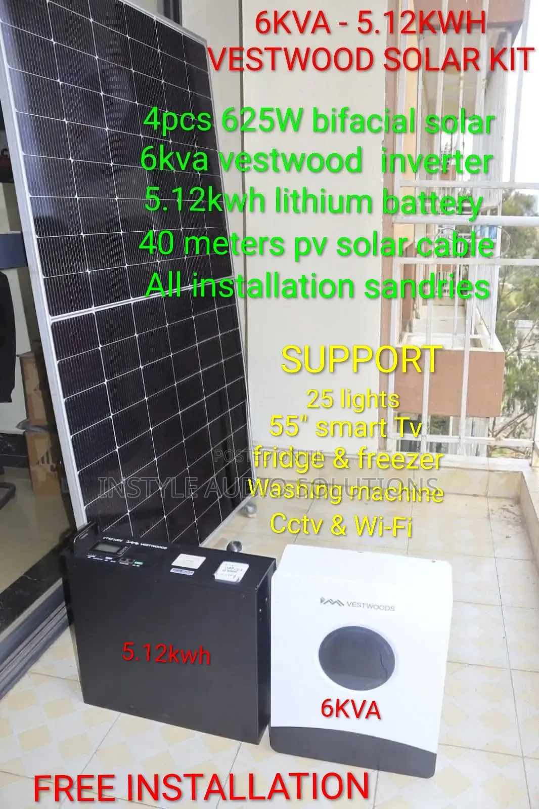 Vestwood 6kva - 5.12kwh Offgrid System -(4) 625w Solar Panels Kit