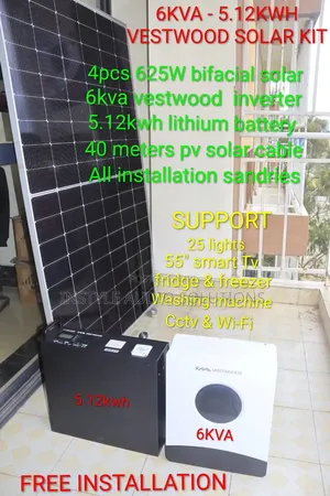 Vestwood 6kva - 5.12kwh Offgrid System -(4) 625w Solar Panels Kit
