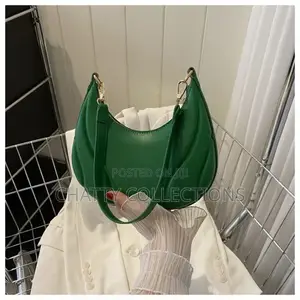 Green Leather Ladies Moon Bags / Shoulder Bags