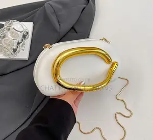 White and Gold Ladies Clutch Bags With Sling