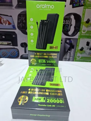 Oraimo Traveler Link 20 20000mah 12w Power Bank With Built-in Cables