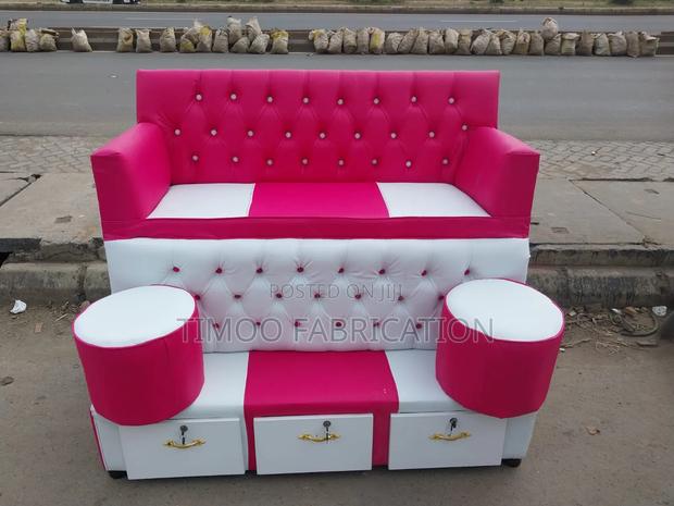 Pedicure 3 Seater With Drawers Pink and White