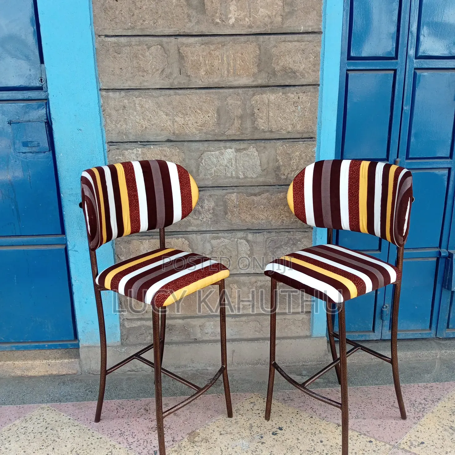 Copper Powder Coated High Stools Chairs Blended Colors