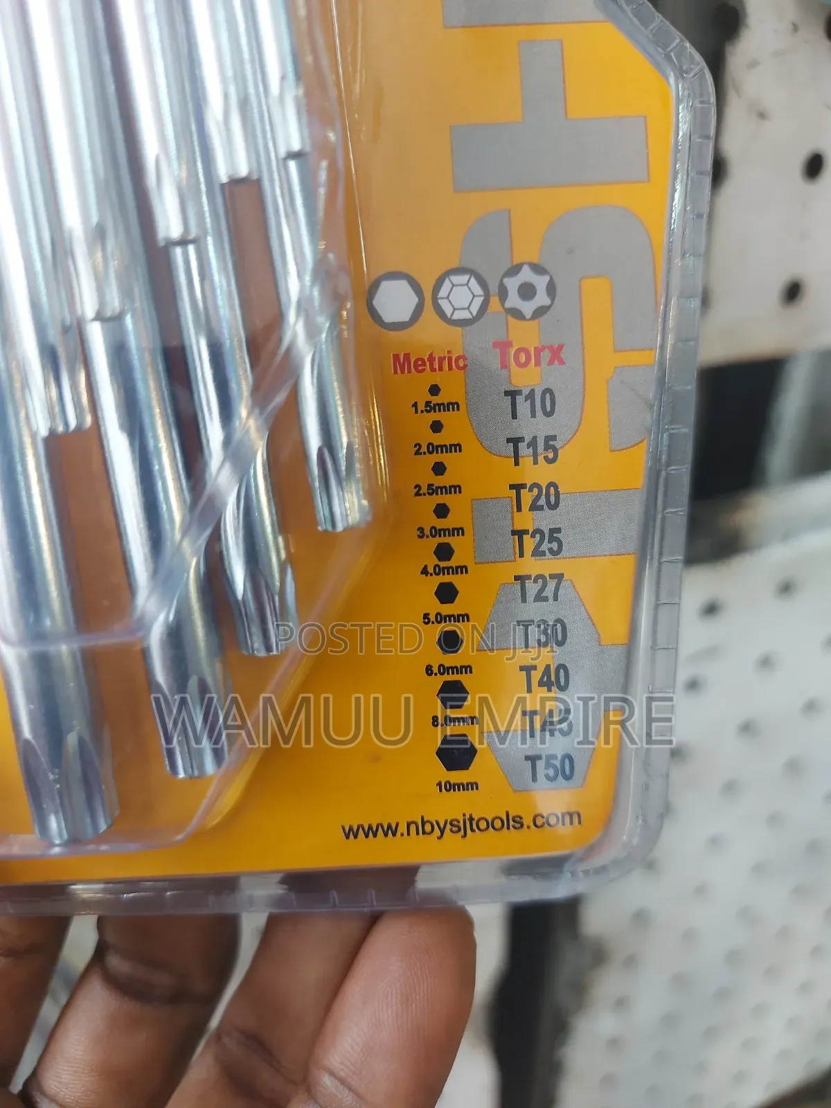 Yishijie 9-Piece Industrial Long Hex Key Set (Torx Type).
