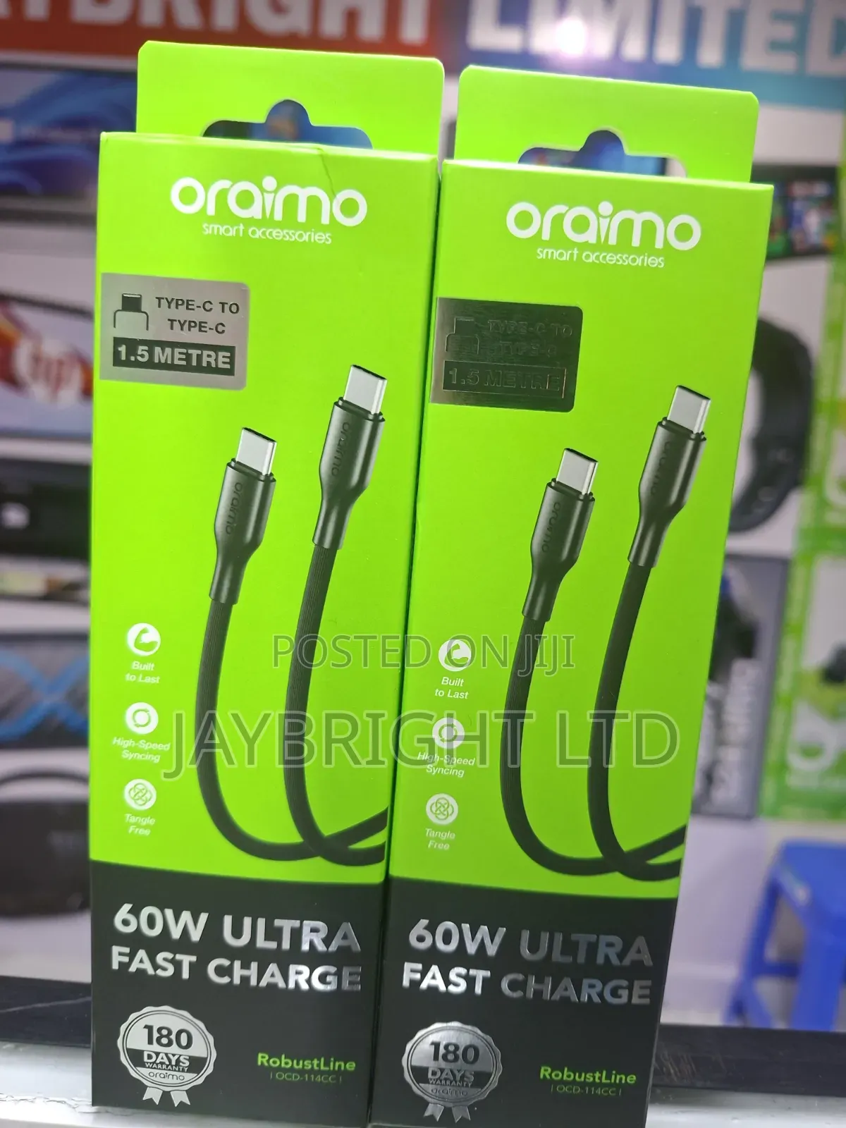 Oraimo Cable 1m 60w Type-C to Type-C Data Cable