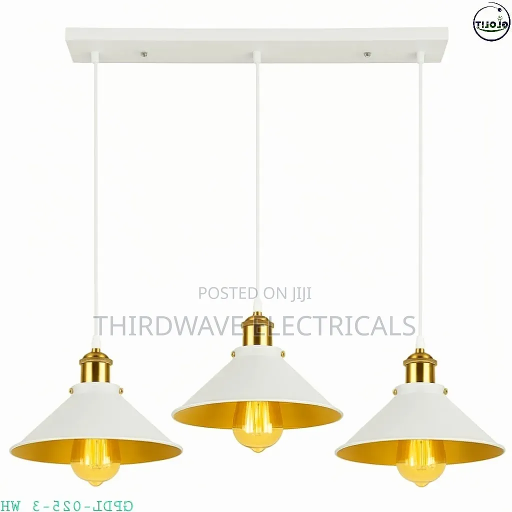 Vintage White 3-Light Industrial Hanging Pendants Light Jg4d