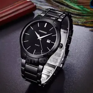 Black Curren Round Face Gents Watches With Date Display