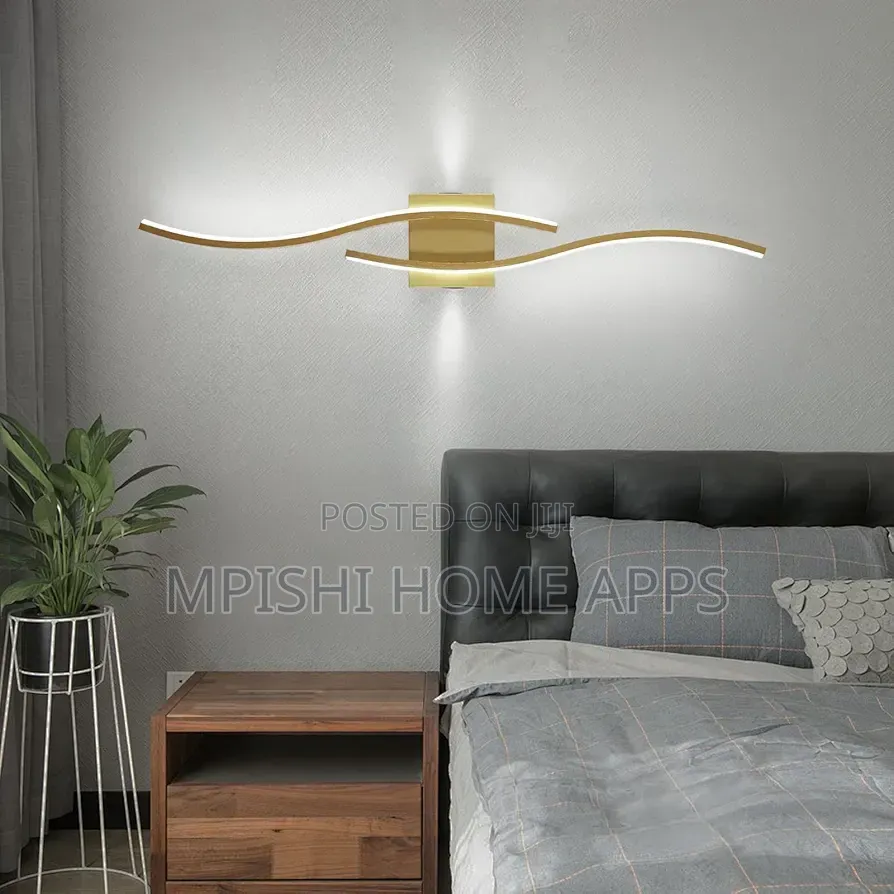 Modern Double-Wave Gold Led Wall Light