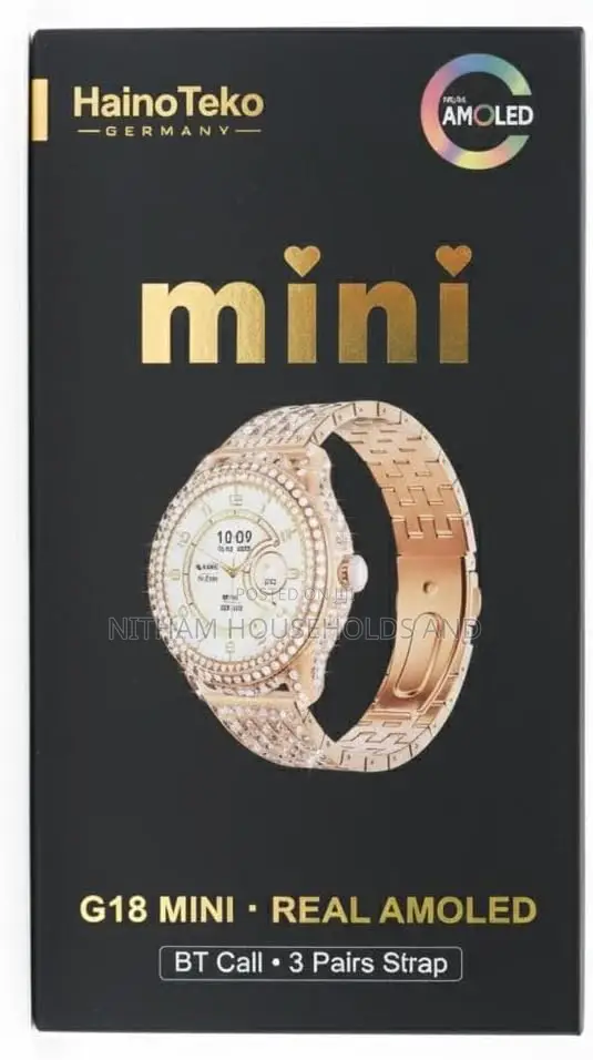 Hainoteko G18 Mini Smartwatch for Ladies With 3 Straps