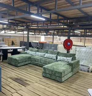 Green U-Shaped Sectional Sofa (8 Seater Corner Seat)