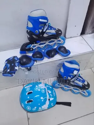 Kids Inline Skates Full Set With Helmet, Knee Elbow Pads