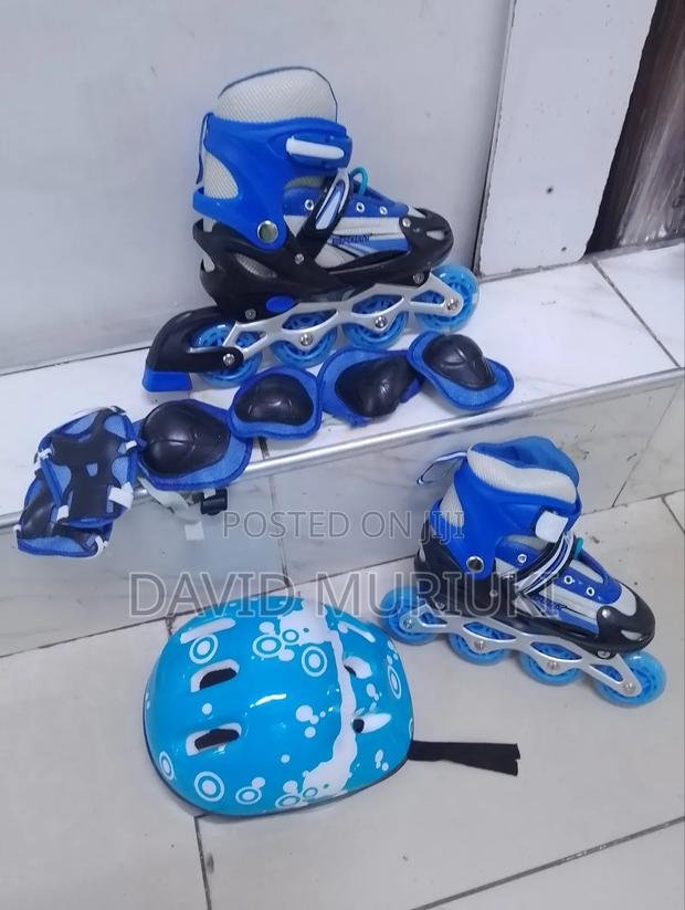 Kids Inline Skates Full Set With Helmet, Knee Elbow Pads