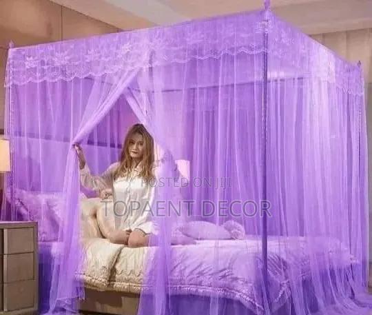 Purple Mosquito Net Set With Frames and 4 Metallic Stands