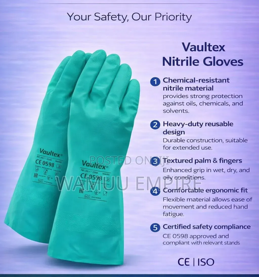 Vaultex Branded Nitrile Chemical-resistant Gauntlet Gloves
