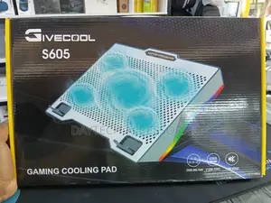 Givecool S605 RGB Laptop Cooling Pad With 5 Silent Fans Adjustable.