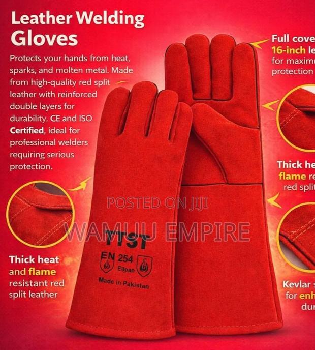 Heavy-duty Red Leather Welding Gloves,