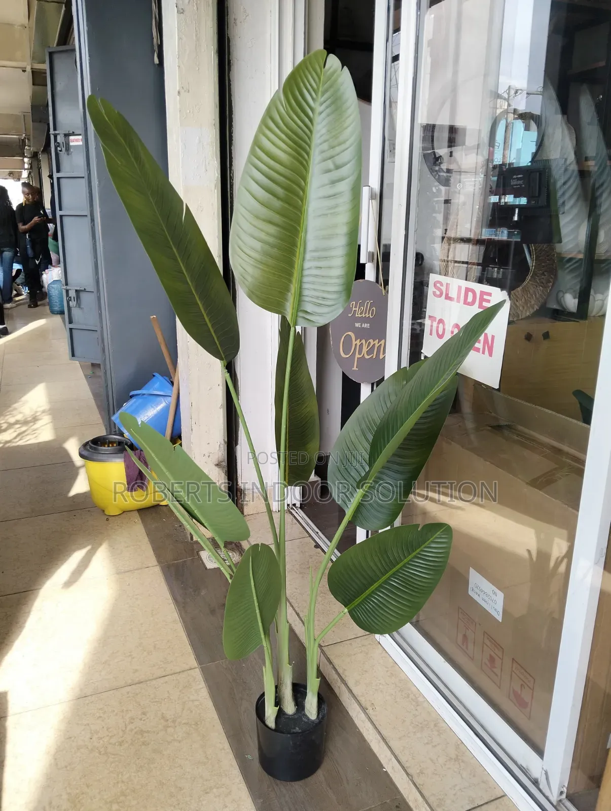Artificial Bird of Paradise Plant in a White Pot