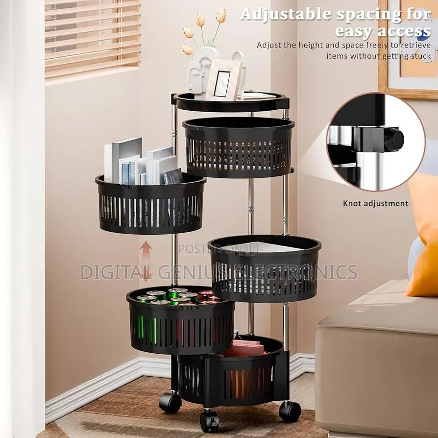 *Rotating Round Fruit Rack With Wheels