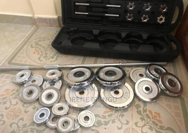 Not Rusting. Silver 50kgs Dumbells Set