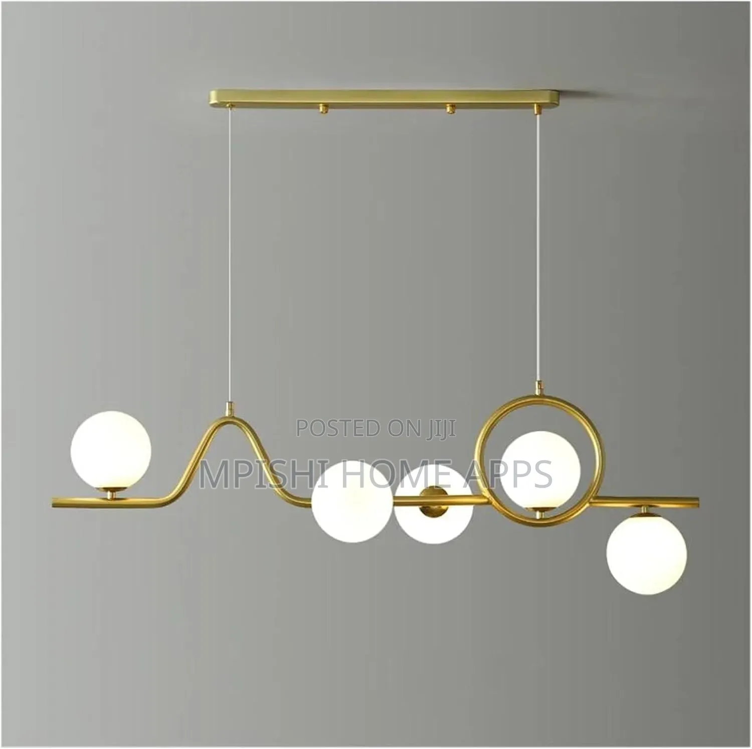 Modern Gold Chandelier With White Glass Globe