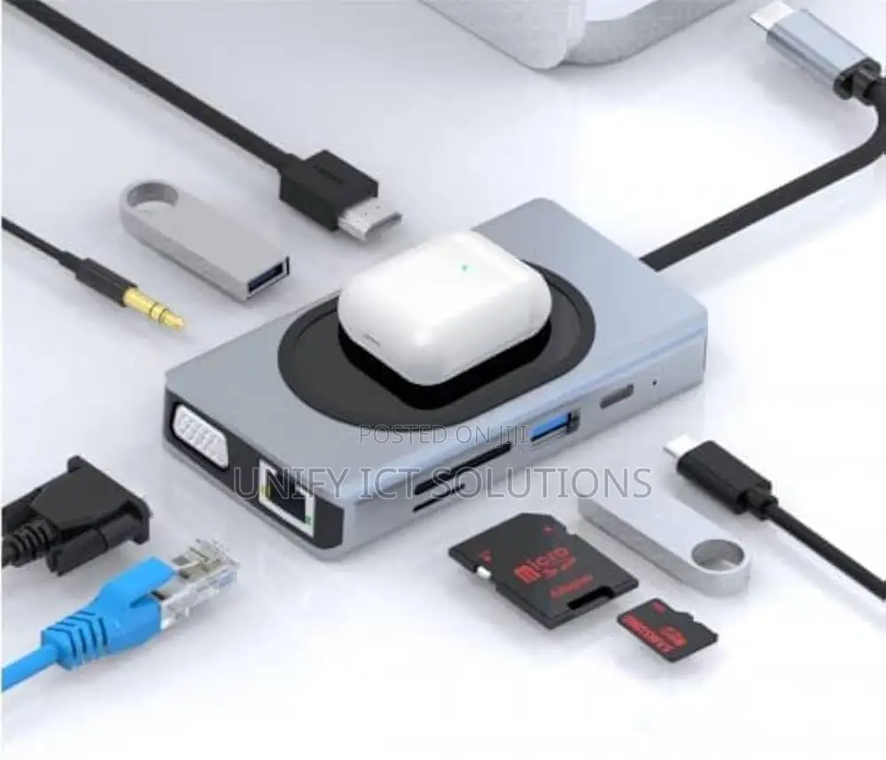 Usb Type C Hub 9-in-1 With Wireless Charging