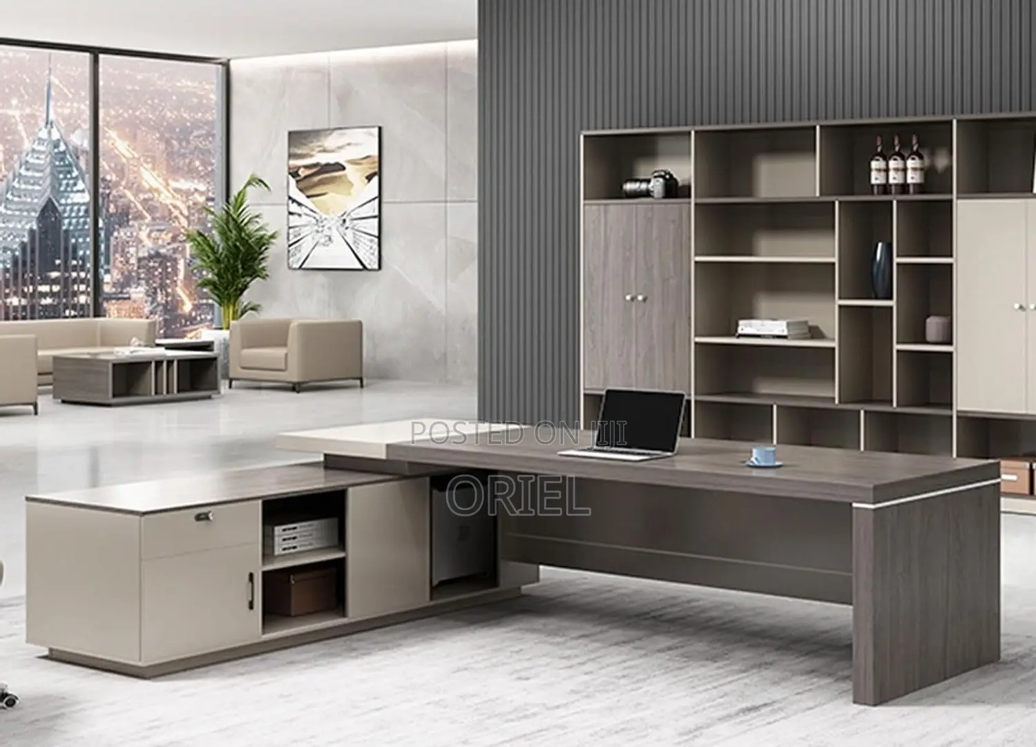 Executive Office Desk : Modern Office 1800mm L-Shaped Desk