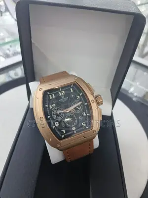 Gold Naviforce Gents Watches With Brown Leather Strap