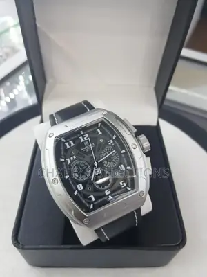 Silver Naviforce Gents Watches With Black Leather Strap