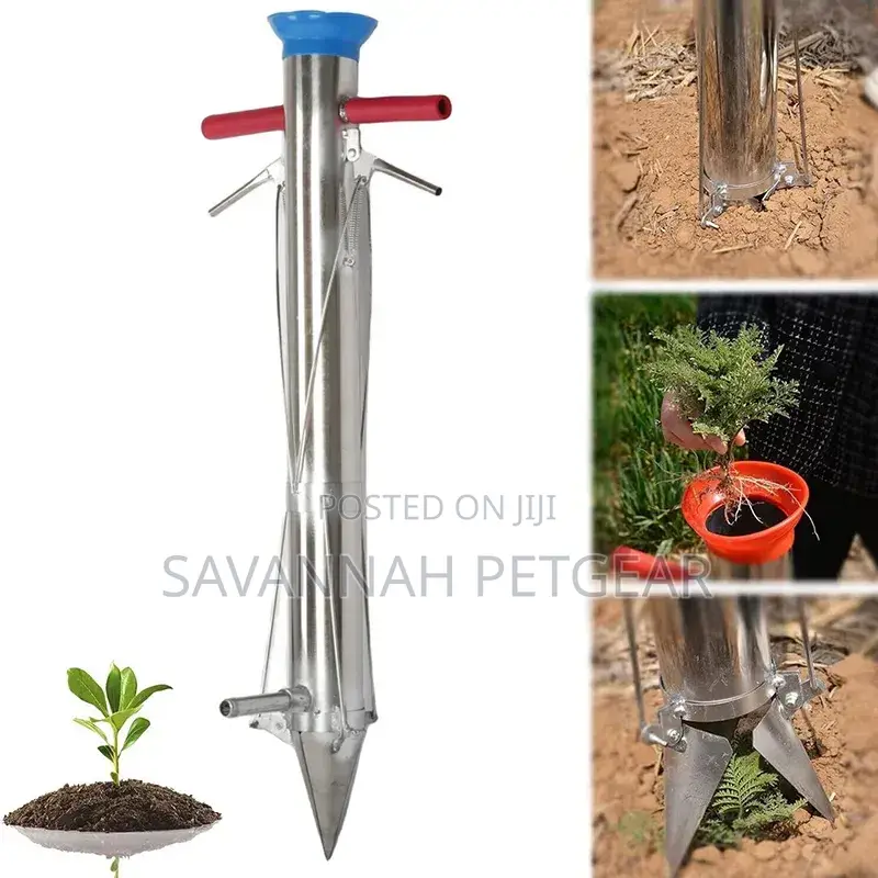 Long Handled Bulb Planter Stainless Steel Vegetable Seedling Tool