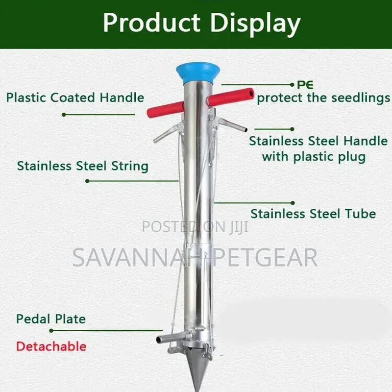Long Handled Bulb Planter Stainless Steel Vegetable Seedling Tool