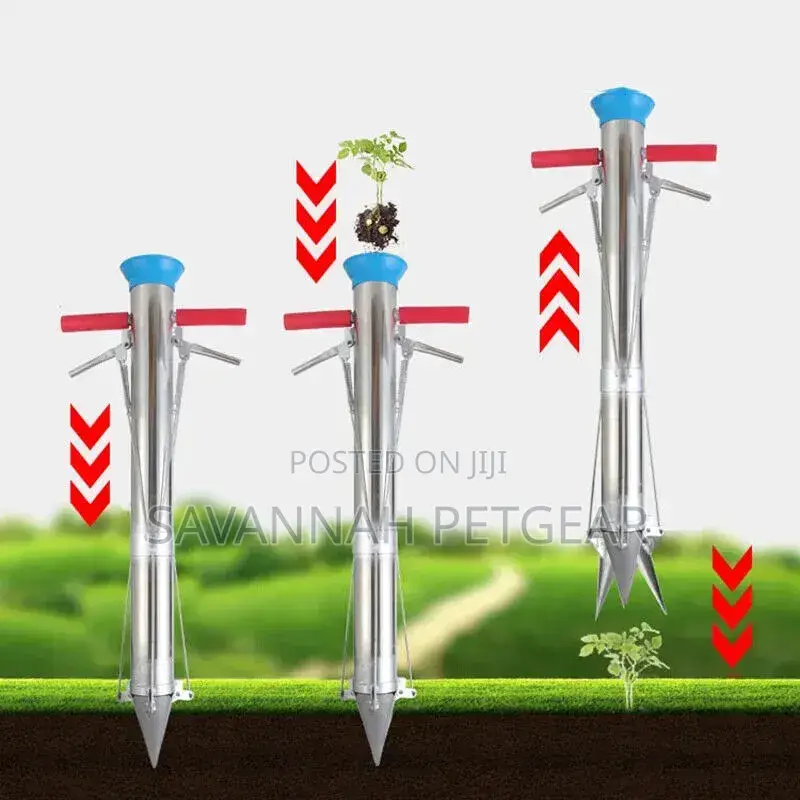 Long Handled Bulb Planter Stainless Steel Vegetable Seedling Tool