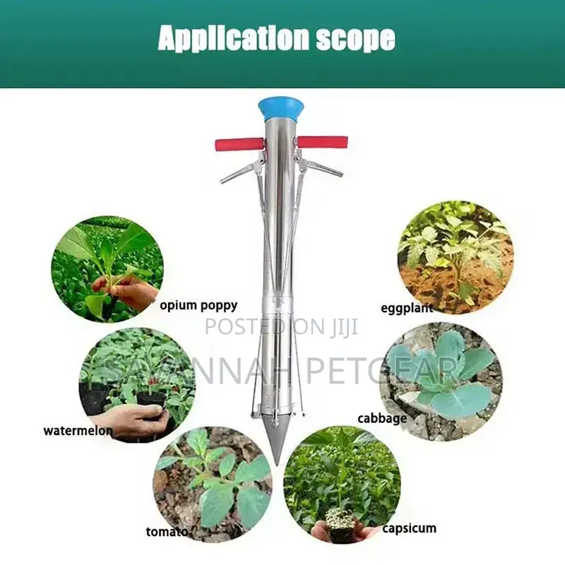 Long Handled Bulb Planter Stainless Steel Vegetable Seedling Tool