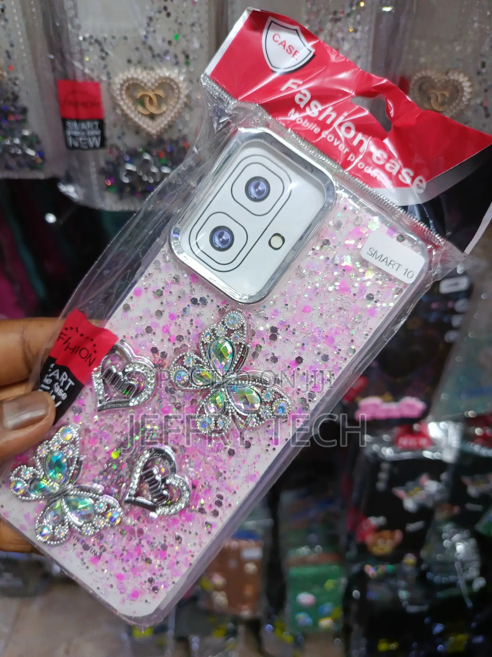 Cover Featuring 3d Butterfly and Heart Charms, for Infinix Smart 10.