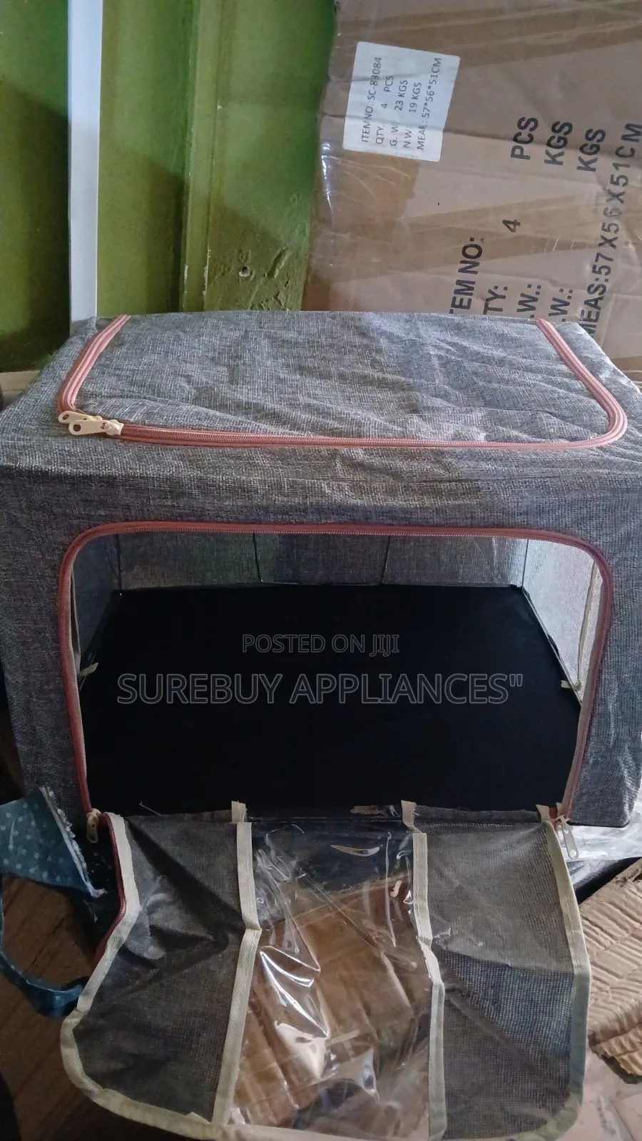 Foldable Zipped Fabric Storage Box – Dustproof Wardrobe Organizer