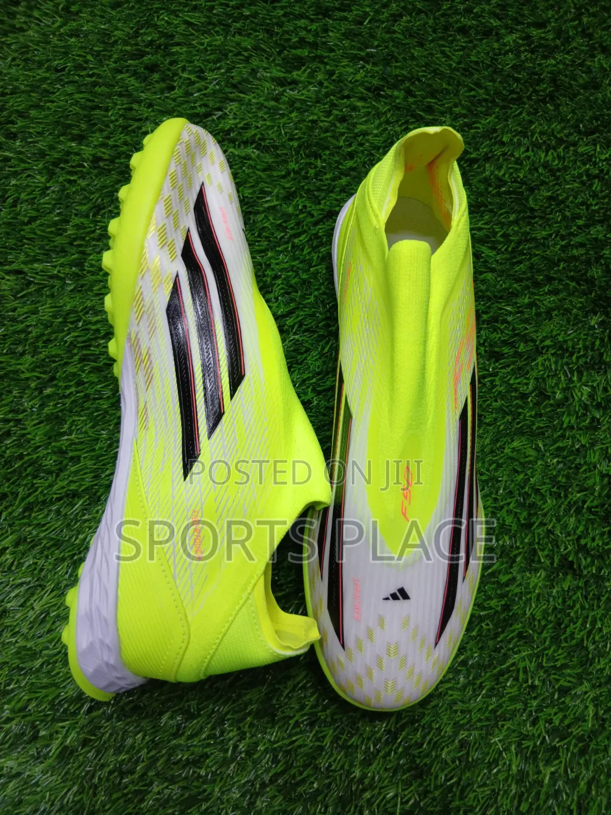 F50 Neon Green Laceless Turf Boots