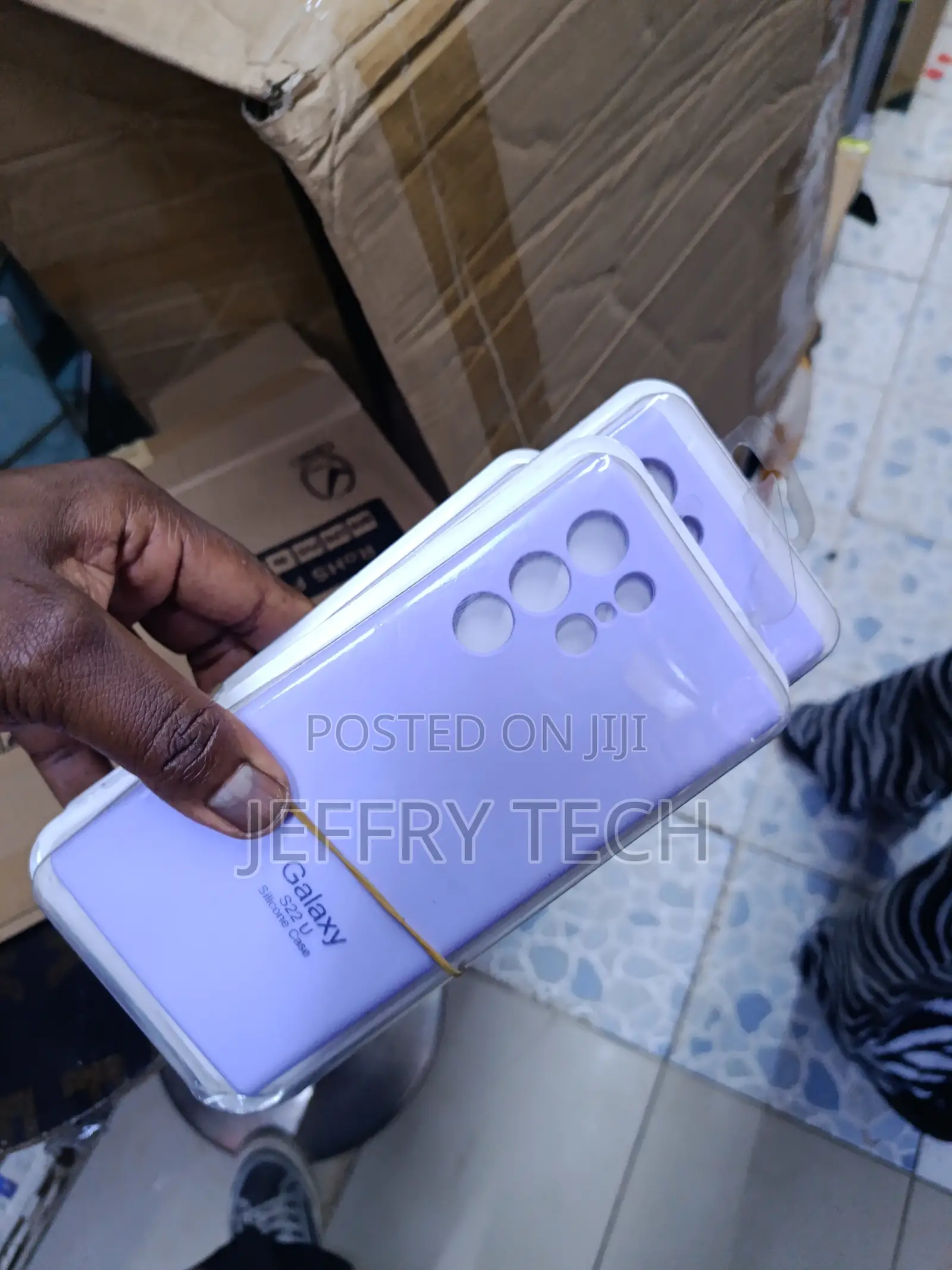 Purple Silicone Case for a Samsung Galaxy S22 Ultra Smartphone.