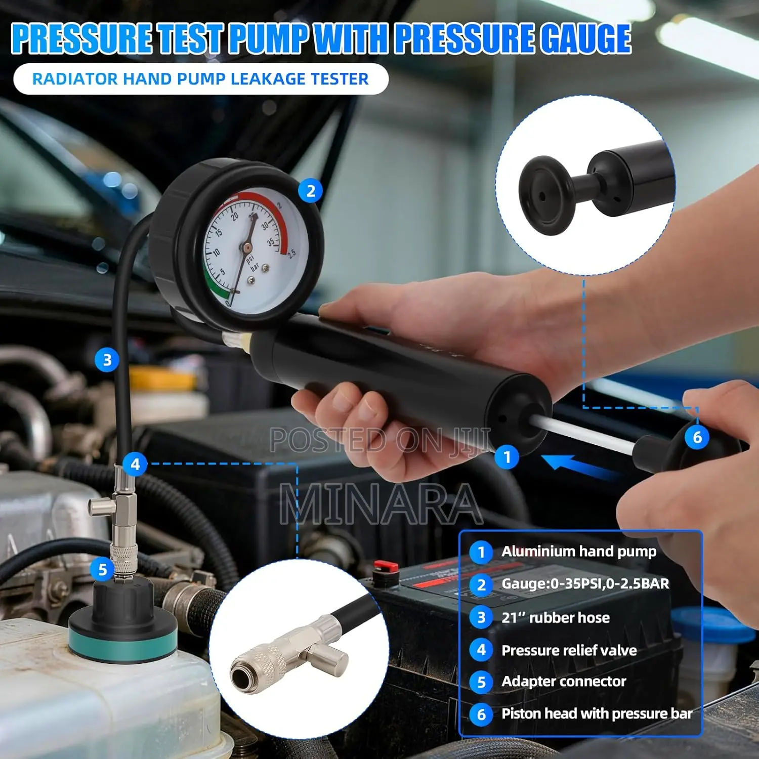 28 Pcs, Radiator Pressure Tester, Vacuum Type Cooling System Kit