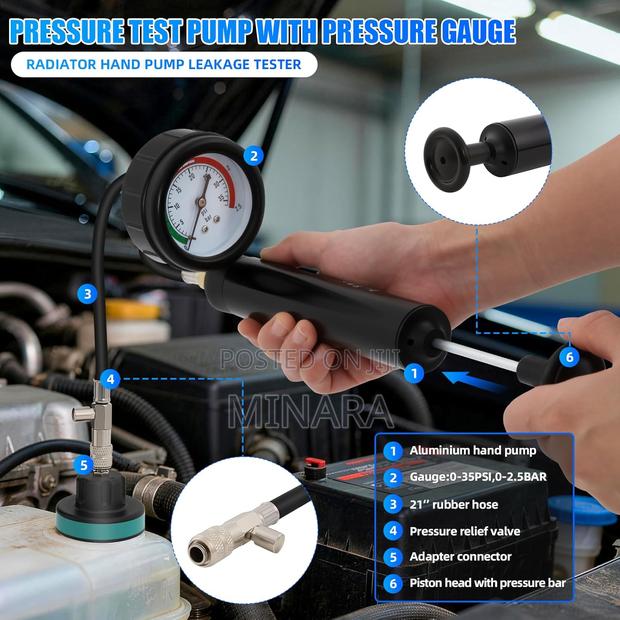 28 Pcs, Radiator Pressure Tester, Vacuum Type Cooling System Kit - thumbnail 3