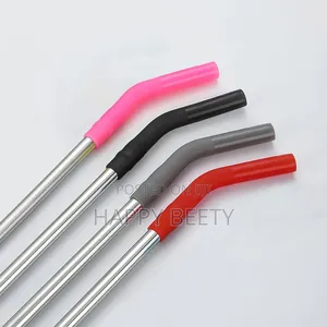 *Stainless Steel Straw With Silicone Tips Straw Brush Reusable Straws