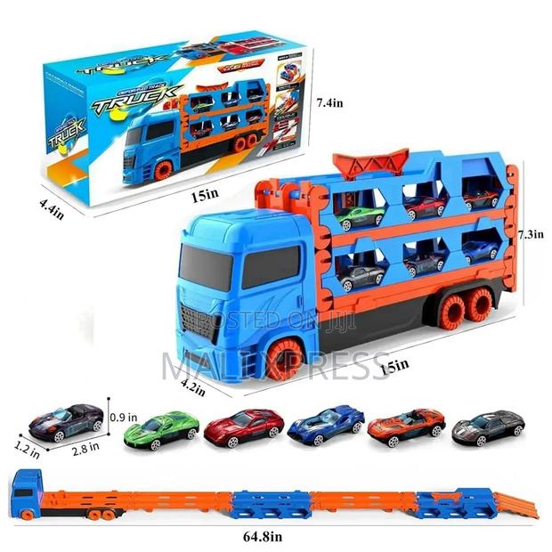 9-in-1 Transport Truck Toy Car Carrier 64in Race Track Set - main view
