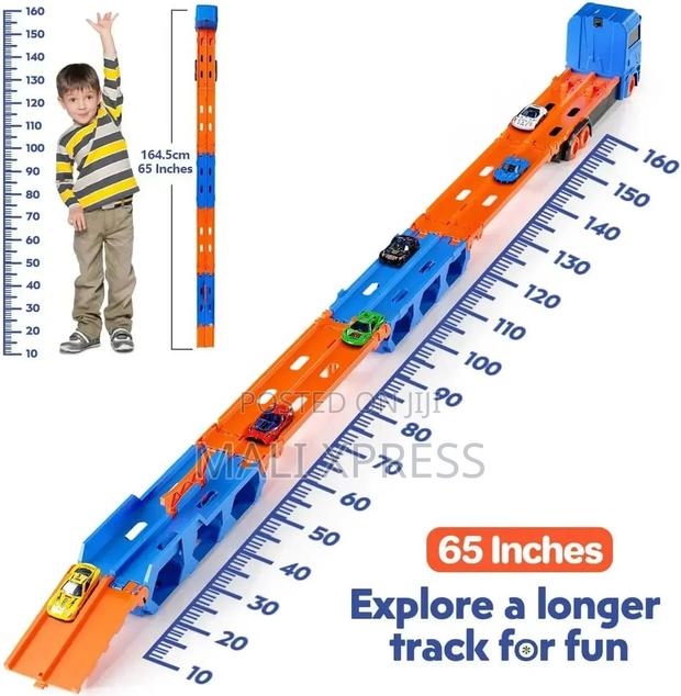 9-in-1 Transport Truck Toy Car Carrier 64in Race Track Set - thumbnail 2