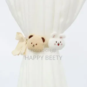 *2pc Cartoon Bear Curtain 3d Cute Window Curtain Buckles Bear-Shape