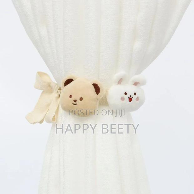 *2pc Cartoon Bear Curtain 3d Cute Window Curtain Buckles Bear-Shape