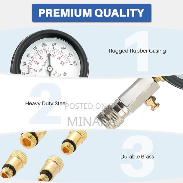 8 Pcs, Petrol Engine Cylinder Compression Test Kit - thumbnail 5