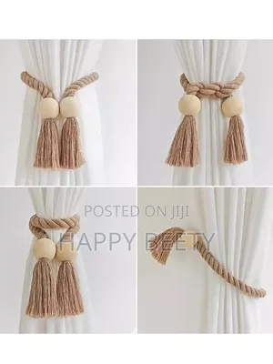 *Hand-Woven Solid Wood Magnetic Knot Curtain Tiebacks With Boho Style