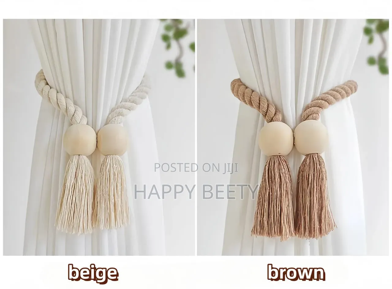 *Hand-Woven Solid Wood Magnetic Knot Curtain Tiebacks With Boho Style